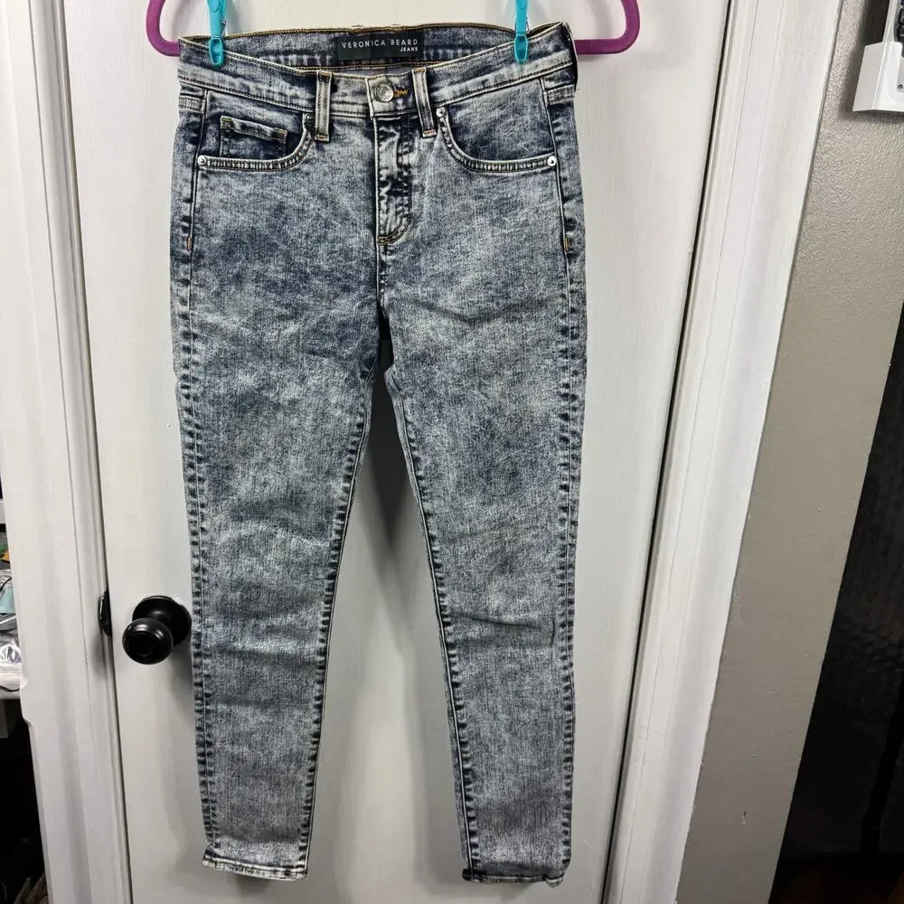 Veronica Beard Brooke Skinny Jeans Acid Wash Mid Rise 26 / 2 Made in USA